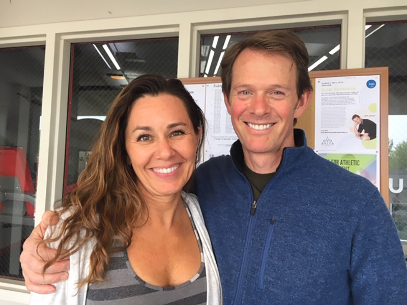 Kim Tatman of Kula Yoga with Jeff Bailey at the Avita Workshop at Kula Yoga in Minneapolis, MN